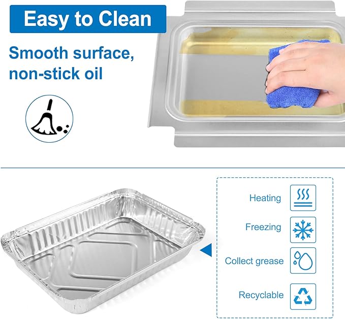 Uniflasy 80346 Catch Pan for Weber Q100 Q1000 Q120 Q140 Q1200 Series Drip Tray for Weber Baby Q Gas Grill with 6415 15pack Aluminum Liner Replacement for Weber 41887