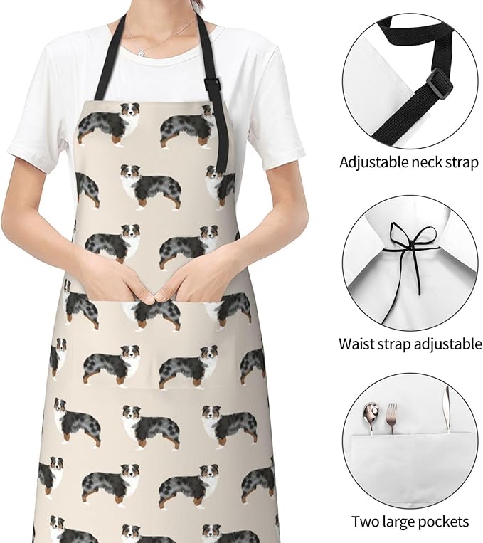 Apron Bib with 2 Pockets and Adjustable Neck Waterproof Kitchen Cooking Gardening Chef Aprons for Women Men