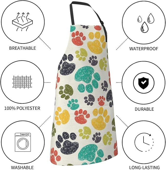 Apron Bib with 2 Pockets and Adjustable Neck Waterproof Kitchen Cooking Gardening Chef Aprons for Women Men