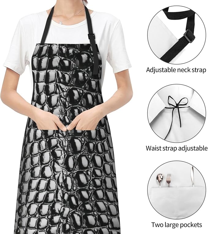 Snakeskin Aprons Cool Aprons with Pockets and Adjustable Mens Apron for Gardening Cooking Kitchen