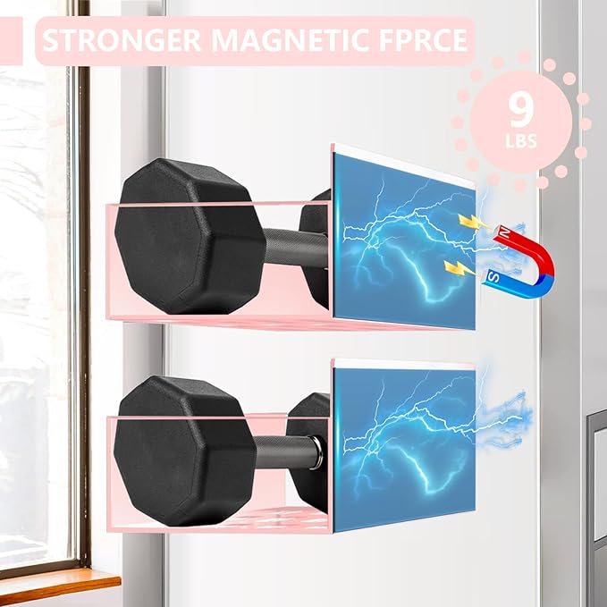 Magnetic Spice Rack Organizer for Fridge Seasoning Organizer for Kitchen storage with Screw Magnetic Shelf for Refrigerator and Oven(6pack-Pink)