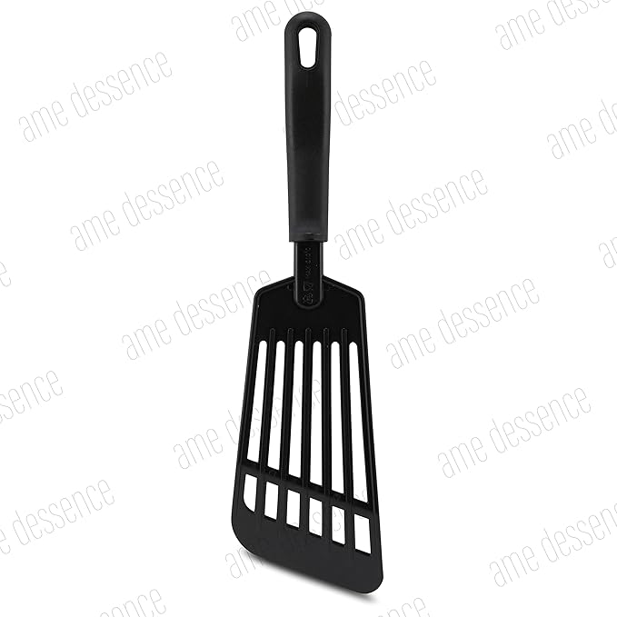 AME D'ESSENCE Fish Turner Flexible Slotted Spatula 12 inch Black Nylon 410ºF Heat Resistant Fish Spatula with Ergonomic Handle Kitchen Gadgets for Frying