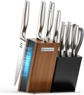 Magnetic Knife Block Set, 13-Piece | Japanese Stainless Steel Kitchen Knives with Dual-Tone Block