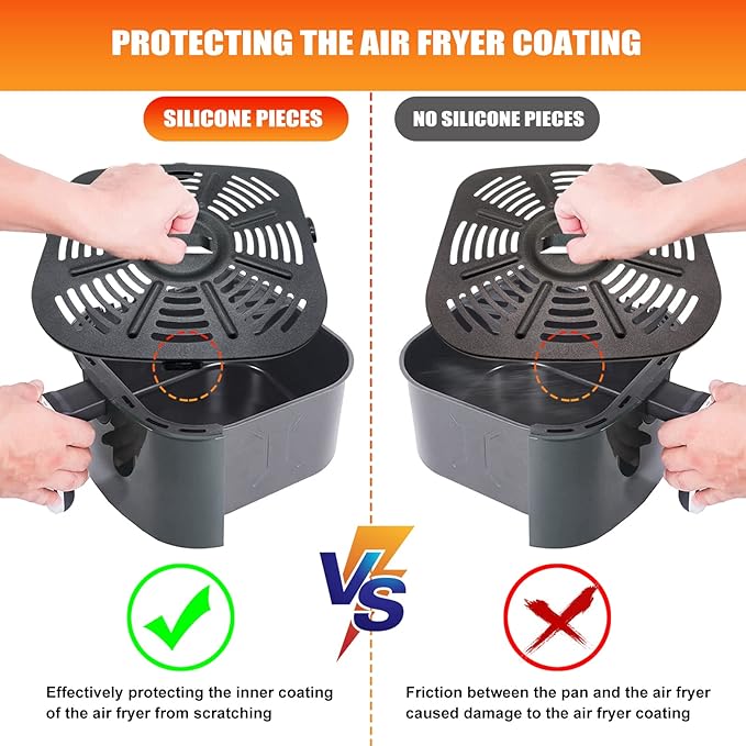 Air Fryer Grill Pan for Nuwave Brio, Replacement 6 IN 1 8QT 7 IN 1 7.25 QT Air Fryer Grill Plate Crisper Plate Rack Parts with Rubber Bumper Tips for Nuwave Brio Air Fryer Oven, Black