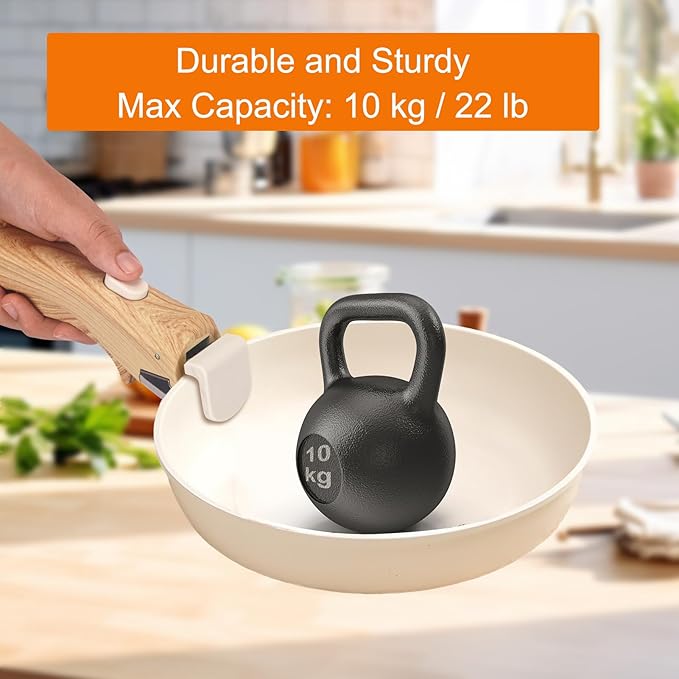 2-Pack Removable Pot Handle, Wood-Grain Detachable Replacement Handles for Pots and Pans, Universal Pot Handle Replacement Suitable for All Cookware - Durable & Heat-Resistant