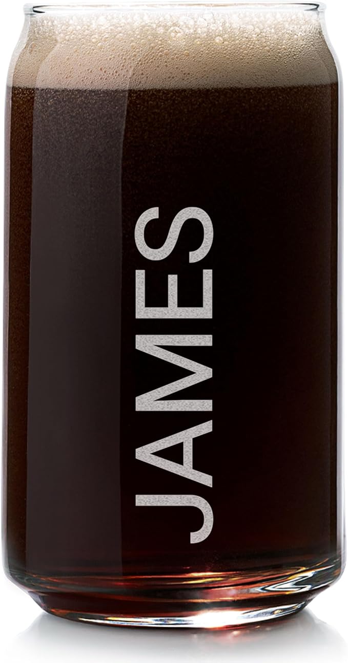 Lifetime Creations Engraved Personalized Name Beer Can Glass 16 oz - Can Shaped Cup with Name, Monogrammed Beer Lover Groomsmen Gift, Dishwasher Safe, Made in USA