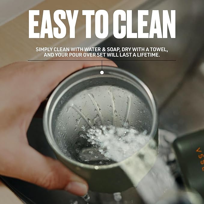 VSSL - Nest Pour Over Coffee Set | Coffee Maker for Camping | All-In-One Travel Pour Over | Transportable Dripper, 10oz Stainless Steel Travel Mug | Compact Storage & Adventure Ready | Deep Moss