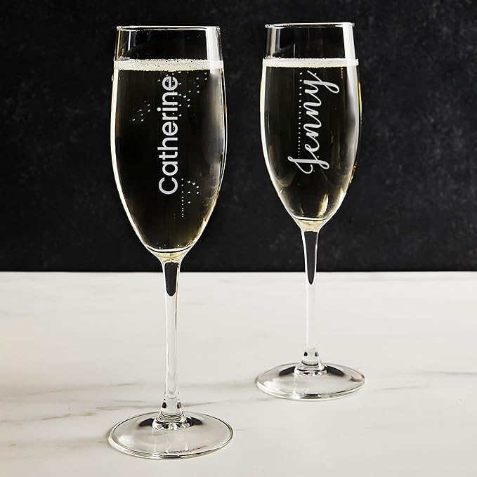 Lifetime Creations Engraved Personalized Name Champagne Glass 8 oz - Stemmed Champagne Flute with Name, Monogrammed Toasting Glass Gift, Dishwasher Safe, Made in USA