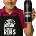 BEZON Funny Grill Apron for Men – Beer Can Gift Packaging – Hilarious BBQ Gift for Dad, Husband, or Friend – Heavy-Duty Water-Resistant Canvas – Leave the Salad, Take the Ribs!