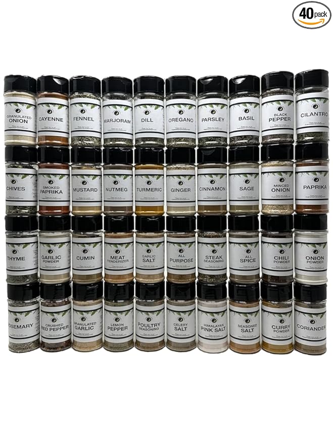 Ultimate Pantry Seasoning, Herb, Spice and Seasoned Salt Set | 40 Count | Premium All Natural | Everything Your Spice Rack Needs! | Create Unique Flavors at Home!
