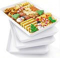 Lifewit Plastic Serving Tray for Party Supplies, 4 Pcs White Trays for Serving Food, Reusable Platter for Buffet, Fruit, Charcuterie, Snack, Rectangle, Holiday Christmas Essentials, BPA Free