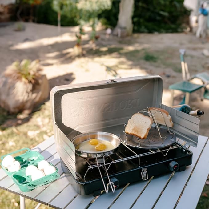 Camping Toaster for Gas Stove – 4-Slice Stainless Steel Stovetop Bread Toast Rack for Outdoor Cooking, Hiking, BBQ, and Picnics – Compact and Portable Camp Stove Toaster