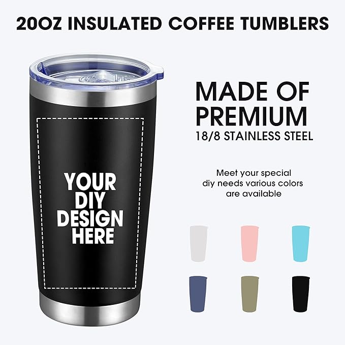 Personalized Coffee Tumbler Print in USA 20oz Stainless Steel Double Wall Insulated Coffee Cup With Text Photo Logo