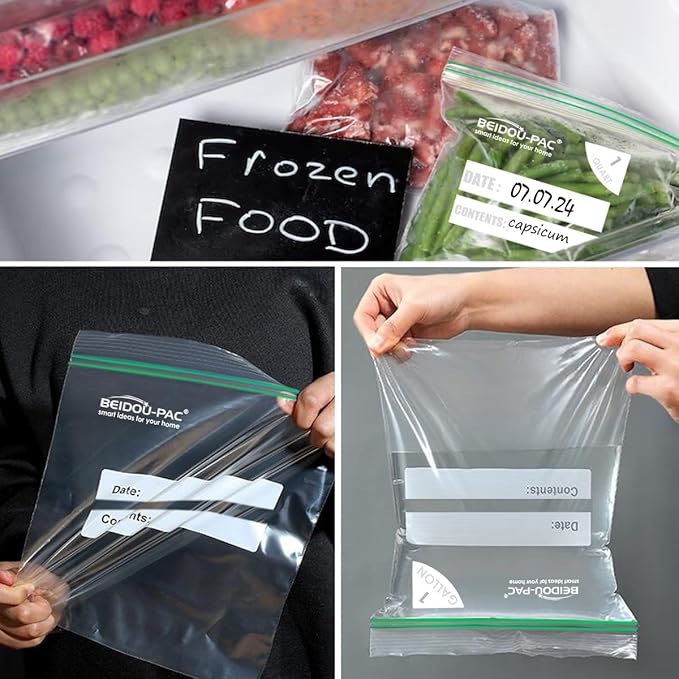 Quart Food Storage Zip Bags, 600 Count | Double Zipper| 8" * 8.1", Freshness Easy Open Reclosable Clear Plastic Bags