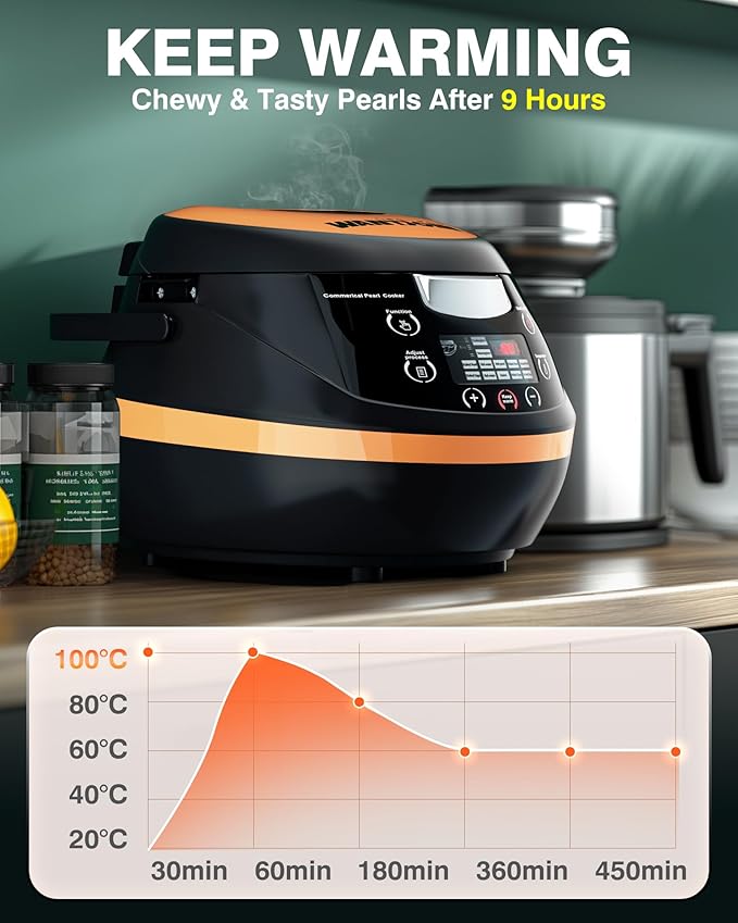 WantJoin Boba Cooker - 8L Commercial Automatic Bubble Maker Machine Pearl Warmer Cooking Pot for Milk Tea Tapioca Pearls, 1350W