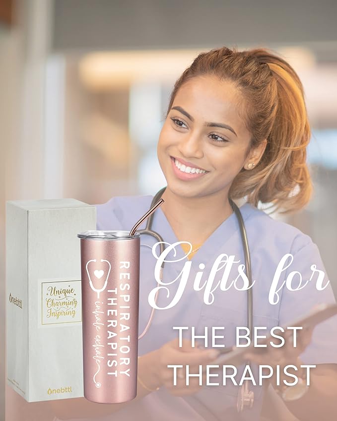 Respiratory Therapist Gifts for Women, Gifts for RT on Respiratory Care Week, Birthday and Christmas, 20 oz Insulated Stainless Steel Tumbler - Inhale Exhale
