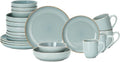 HomeVSS 20-Piece Dinnerware Set - Serves 4, Bright Glaze Grey plates and bowls sets with Speckle Effect for Microwave & Dishwasher Safe