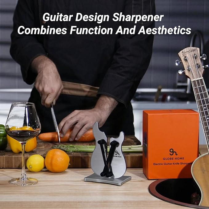 Professional Knife Sharpener for Kitchen, 3-Action Blade Sharpener with Tungsten Carbide, Auto Adjustable Brushed Stainless Steel Manual Sharpener for Serrated, Beveled, Standard Blades