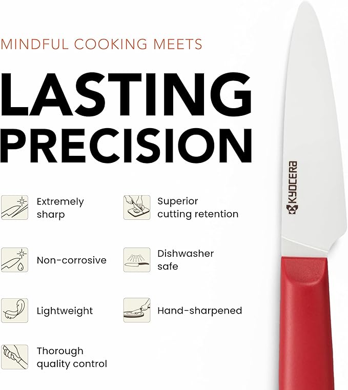 Kyocera INNOVATIONwhite 3" Ceramic Paring Knife - White Z212 Blade with Non-Slip Red Handle