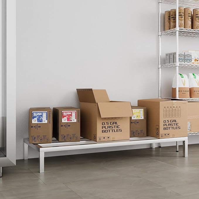 60" Long x 24" Wide | Height: 8" Off The Floor Aluminum Dunnage Rack | Storage in Restaurant, Kitchens and Garages and More!