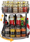 Lazy-Susan-Organizer-Spice-Rack, 2-Tier Rotating Spice Organizer For Kitchen-Cabinet-Countertop-Pantry, Turntable Seasoning Holder Storage Shelf With Adjustable Height