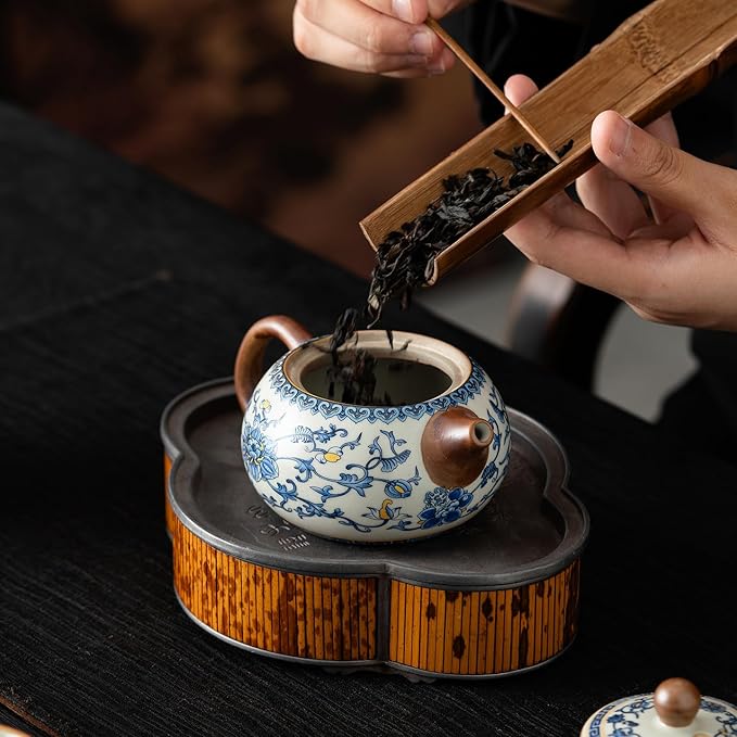 Chinese Tea Pot Sets,10 Pcs Portable Ceramic Cup for Tea, White And Blue Tea Kettle Set,Including 1 Teapot, 1 Tea Strainer, 7 Tea Cups, Asian Tea Sets For Adult,Home,gifing,Tea Lover And Office