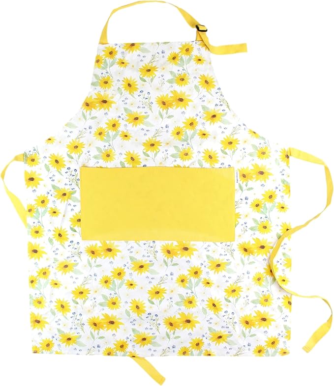Adjustable Designer Kitchen Apron for Adults | Cotton Cooking Apron with Pockets and Adjustable Neck Buckle