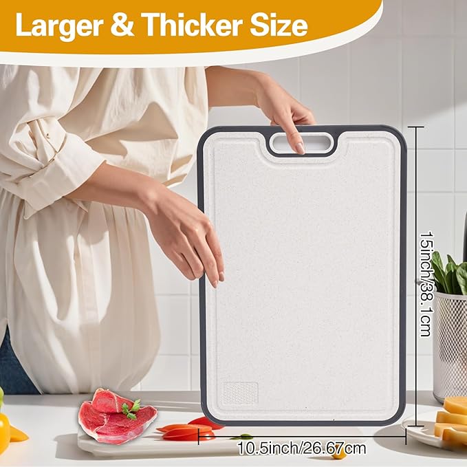 Titanium Cutting Board for Kitchen, Double-Sided Food-Grade Design with Pure Titanium & Wheat Straw PP, Non-Slip Edges, for Meat, Vegetables, Baking, Safe & Easy to Clean