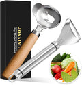 Cactus Peeler Tool, 2 Pcs Stainless Steel Cactus Paring Knife and Peeler Spoon Long Handle Slicing Noodle Cutter with Hole for Cactus Kitchen Cooking Noodles