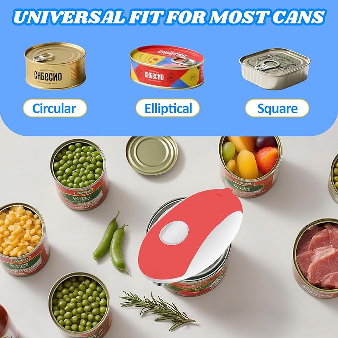 USB Rechargeable Electric Can Opener – Battery Operated, One Touch Automatic Operation, Magnetic Lid Holder & Smooth Edge Cutting, Cordless & Easy to Use for Seniors, Works with All Standard Cans