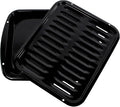 Certified Appliance Accessories SPL50016 Large 2-Piece Broiler Pan & Grill Set Porcelain-on-Steel 16-1/2"x12-3/4"x1-3/4" Broiler Pan for Oven, Black