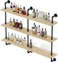 3-Tier Industrial Pipe Floating Shelf – Rustic 48 inch Wood Wall-Mounted Storage Shelf for Kitchen Office,Bathroom & Home Decor -White Oak