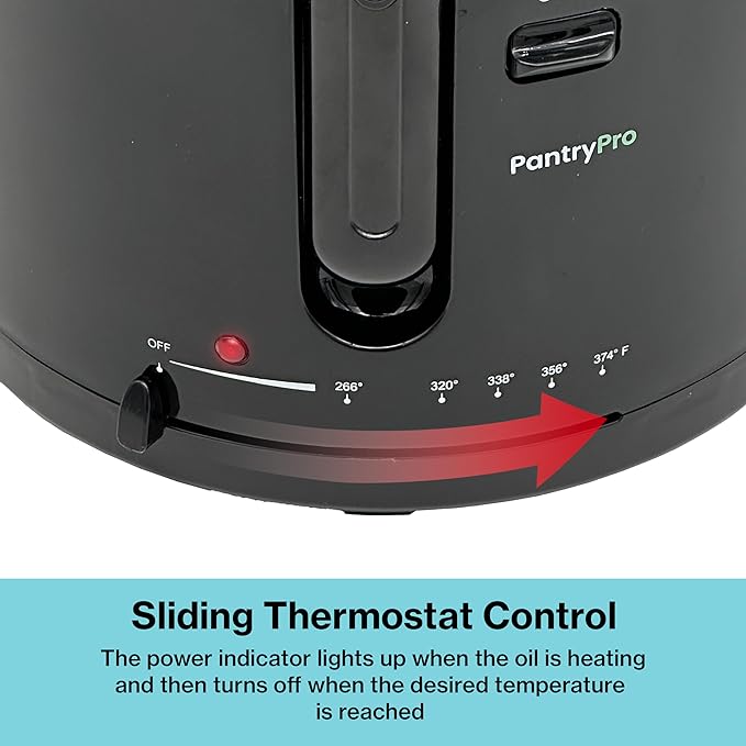 2.5 L / 2.6 Qt Black Cool-Touch Electric Deep Fryer 1200 W - Drip-Hook Basket - Adjustable Temperature - Lid w. Viewing Window - Odor Filter by TheDisplayGuys