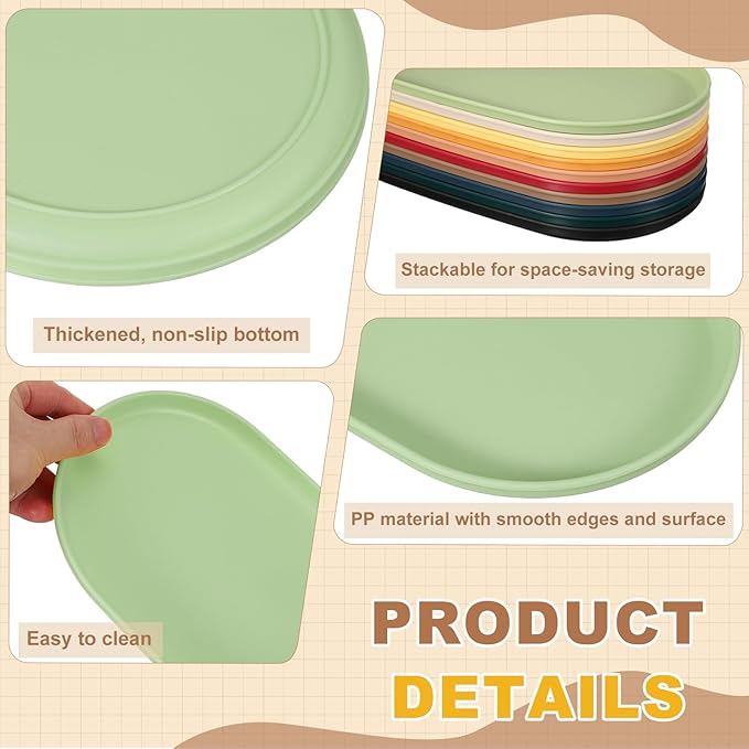 uxcell 2Pcs Fast Food Serving Trays, 12x6.6 Oval Reusable Restaurant Serving Trays for Kitchen Restaurant Coffee Fruit Burger Lunch Dessert, Cream Green