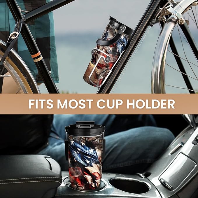 SANDJEST Hunting Gift for Men, Deer Hunting Tumbler with Handle, 30oz Flip Straw Stainless Steel Insulated Coffee Travel Cup, Gifts for Hunter Dad Grandpa for Birthday Christmas Fathers Day