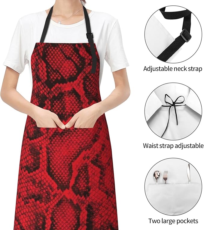 Snakeskin Aprons Cool Aprons with Pockets and Adjustable Mens Apron for Gardening Cooking Kitchen