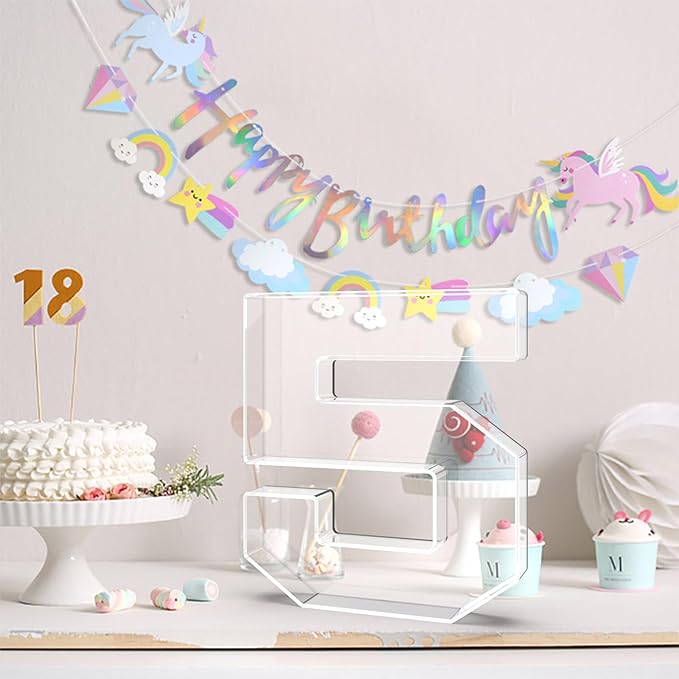 11" Acrylic Number Charcuterie Tray, Fillable Number Charcuterie Box for Food, Reusable Serving Cake Candy Dish Display Tray for Birthday Anniversary Party Decoration (Square Number 5)