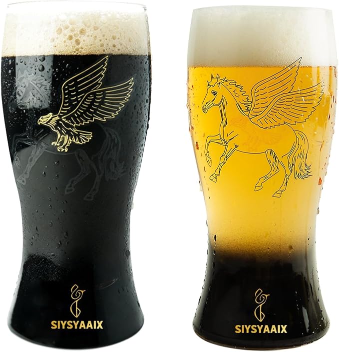 Beer Glasses for Men, 16 oz Drinking Glass Set with Built-in Bottle Opener, Color-Shift Design, Pilsner Craft Glassware for Beer, Great Gift for Dad, Husband, Father’s Day or Anniversary (2)