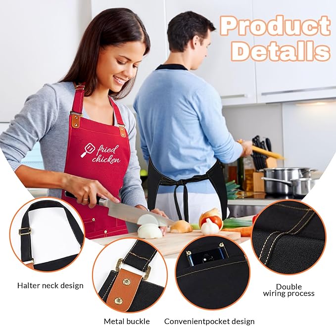 Custom Apron Personalized With Text Logo, Waterproof Adjustable Apron With Pockets For Cooking, Grilling, Bbq