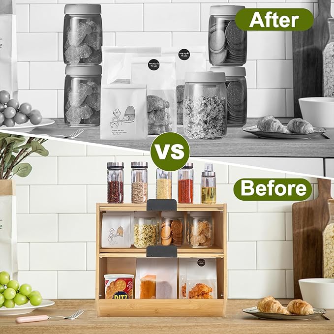 Thick&Thin Bread Box for Kitchen Countertop, Wooden Bread Storage For Kitchen Organizers, Large Capacity With Window Homemade Bread Bin, Double Layer Corner Bread Box