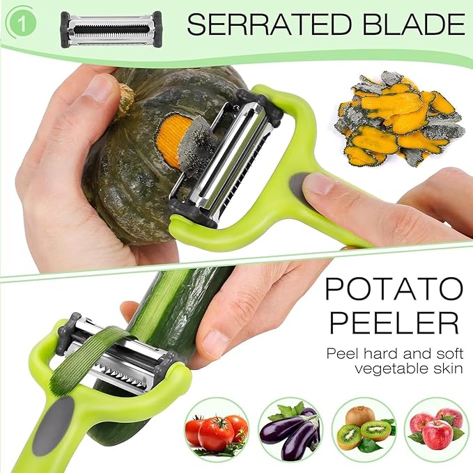 Potato Vegetable Peelers For Kitchen Non Slip Fruit Peeler Y Peeler 3 in 1 Rotatable Blade With Julienne Peeler
