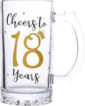 18th Birthday Gift，Men and Women Cheering 18th Birthday Beer Mugs，Cheers to the 18th Anniversary Beer Glass，18th Birthday Party Wedding Anniversary Decorative Gift, 18 Ounce (Cheers to 18 Years)