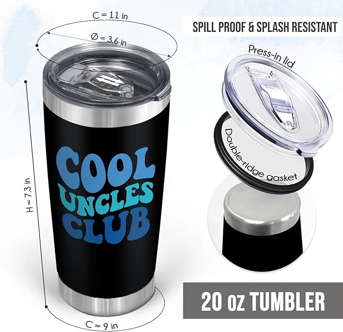 Christmas Uncle Gifts for Men - 20 oz Stainless Steel Insulated Coffee Tumbler with Lid - Uncle Birthday Gifts from Niece Nephew Brother, Funny Present for Men