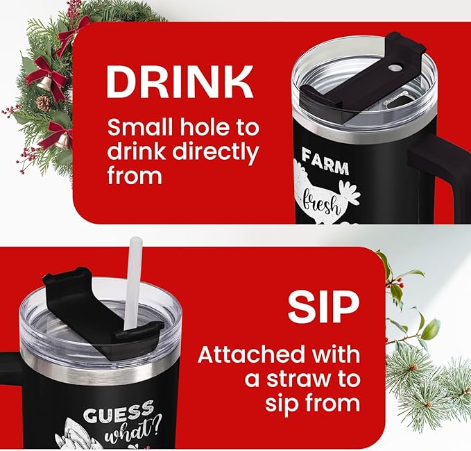 34HD 40oz Funny Halloween Cat Tumbler with Handle – Black Cat Gift, Holiday Travel Mug with Lid & Straw
