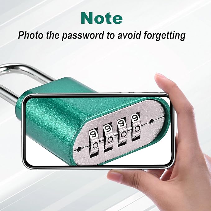 2pcs Combination Lock, 4-Digit Heavy Duty Combo Lock, Combination Padlock Outdoor Waterproof Gate Locks for Outdoor Fence, Locker, Sheds, Gym, Gate Hasps (2pcs, Long Shackle, Green)