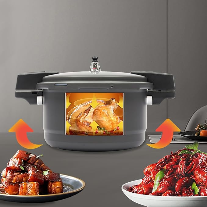 Pressure Cooker, Pressure Canner with 9.5 Quart Hard Anodized,Lightweight Pressure Cooker with Spring Valve Safeguard Devices，Home Daily Pressure Pot with Steam Rack