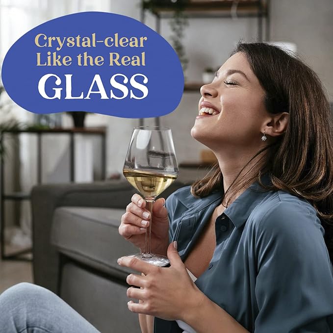 Plastic Wine Glasses Set of 2(15oz) |Unbreakable Wine Glasses with Stem|100% Tritan & BPA Free |Dishwasher Safe| Awesome For Pool, Beach, Travel, Pool, Camping, Beach, Picnic, Everyday Use.