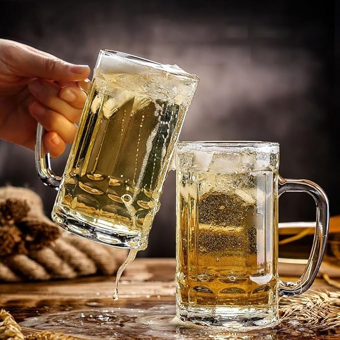 Beer Glasses Steins Pint Glass Beer Mug for Drinking Classics Beer Cup Tumblers Pub Drinkware Bar Glassware Set of 6