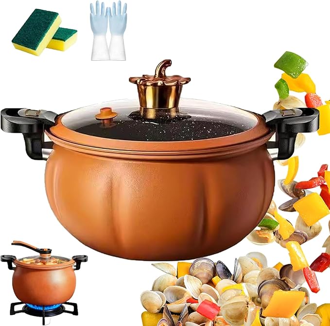 8QT Multifunctional Large Capacity Non-stick Pressure Cooker, 8QT Micro Pressure Cooker with Anti-Scalding Handle & Visible Glass Cover,Transparent Glass Cover, for Induction Cookers Gas Stoves (D)