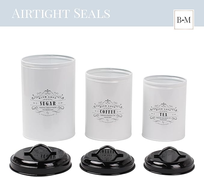 Baie Maison White Farmhouse Bread Box & Canister Set (Bread Box & Canister Set)